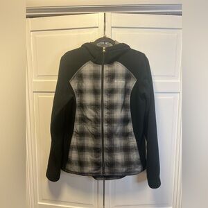 Columbia Women's Black Plaid Fleece Jacket Size Women’s Large Color Black/Gray